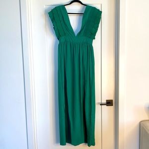 Cabana Green Maxi Dress with Slit Thigh Size M